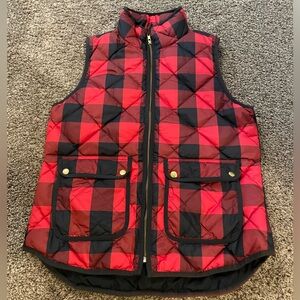 J. Crew Red and Black Buffalo Plaid Quilted Puffer Vest
